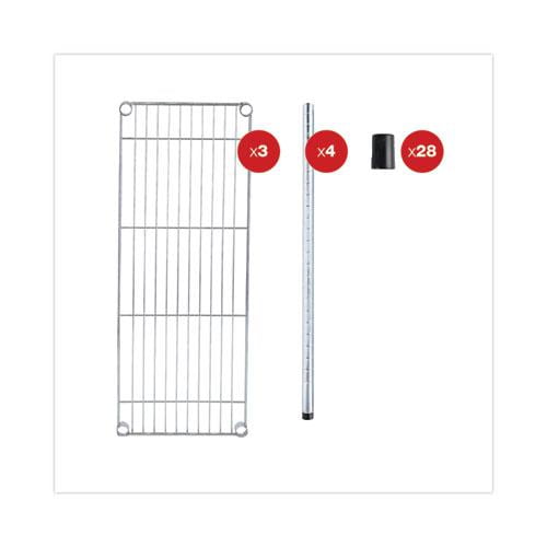 Alera ALESW833614SR 36 in. W x 14 in. D x 36 in. H Three-Shelf Residential Wire Shelving - Silver