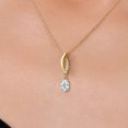 thumbnail image 3 of Gem Stone King 10K Yellow Gold Sky Blue Aquamarine and Lab Grown Diamond Pendant Necklace for Women | 0.53 Cttw | Gemstone March Birthstone | Oval 6X4MM | With 18 inch Chain, 3 of 6