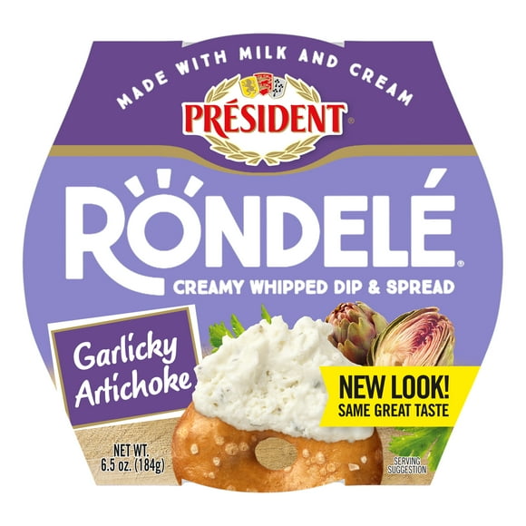 President Rondele Garlicky Artichoke Gourmet Cheese Spread, 6.5 oz Tub (Refrigerated)