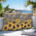 thumbnail image 2 of Outdoor Waterproof Pillow Covers Pack of 2, Summer Sunflower Country Flowers Wood Grain Decorative Throw Pillowcases Cushion Covers for Garden Patio Tent Sofa Couch, 24x24 inch, 2 of 8