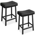 thumbnail image 7 of 24 Inch Backless Saddle Barstools Set of 2, Counter Height Upholstered Padded Barstools with Curved Surface, Metal Leg and Footrest, for Kitchen Counter, Home Bar, 7 of 7