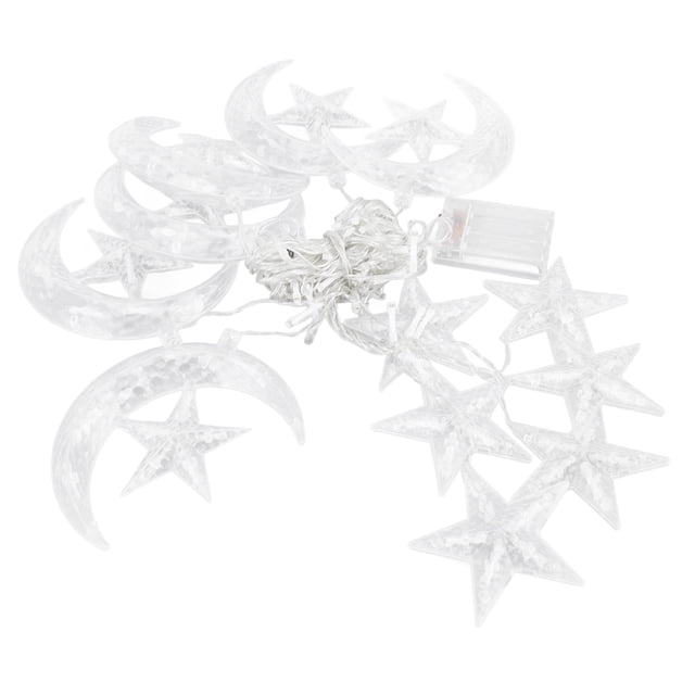 Guirnalda De Luces Decorativas Con Forma De Estrella Y Luna, 3,3 Yardas, 126LED, Para Festival De Ramadán, Boda, Fiesta, Hogar, Terraza, Ventana Y Jardín