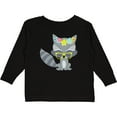 thumbnail image 3 of Inktastic Hipster Raccoon, Raccoon With Glasses, Flowers Boys or Girls Long Sleeve Toddler T-Shirt, 3 of 5