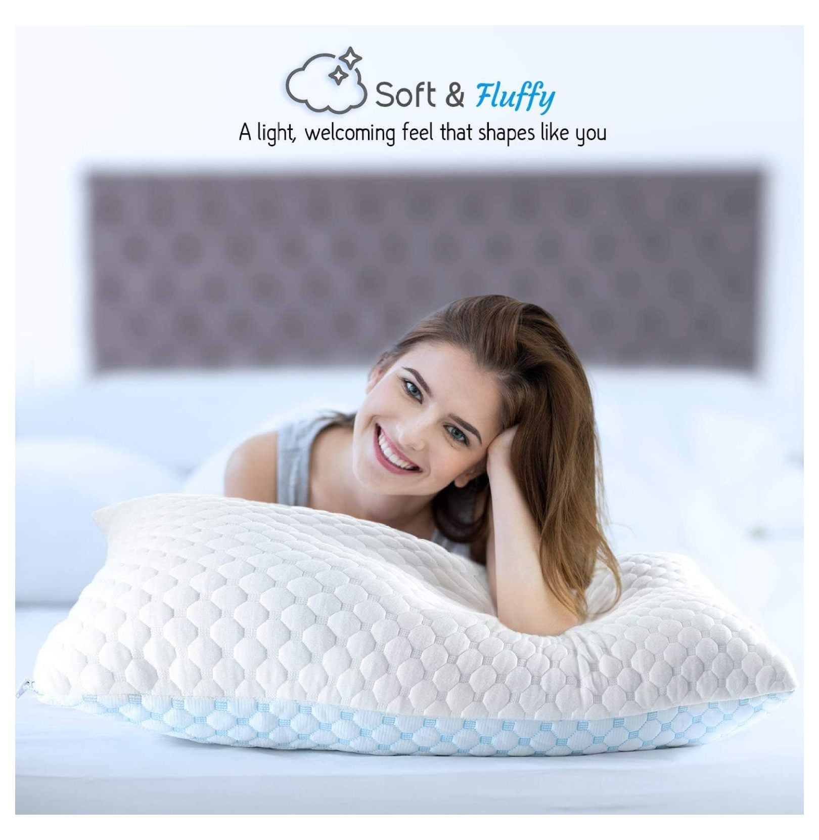 KriKac Cooling Pillow, Shredded Queen Size Set of 2, Gel Infused Cool Pillow, Adjustable Cooling Pillows for Sleeping, Breathable Queen Pillows, Washable Removable Bed Pillow Cover