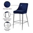 thumbnail image 4 of Meridian Furniture Karina Collection Modern | Contemporary Velvet Upholstered Counter Stool with Polished Chrome Metal Legs and Foot Rest, Set of 2, Navy, 4 of 5