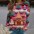 thumbnail image 1 of Aqestyerly Chandail de Noël à Manches Longues pour Femmes, Chandail de Mode pour Femmes à Col Rond, Blouses Imprimées de Noël à Manches Longues, Hauts de Type Chandail, 1 of 5