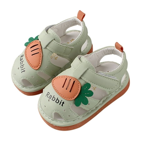 

Holiday Savings Deals! Kukoosong Toddler Sandals Summer Baby Girls Boys Sandals Cute with Voice Carrot Print Soft Bottom Toddler Sandals Mint Green 18