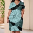 thumbnail image 3 of Teal Floral Paisley Dark Background Summer Dresses for Women Beach Boho, 3 of 5
