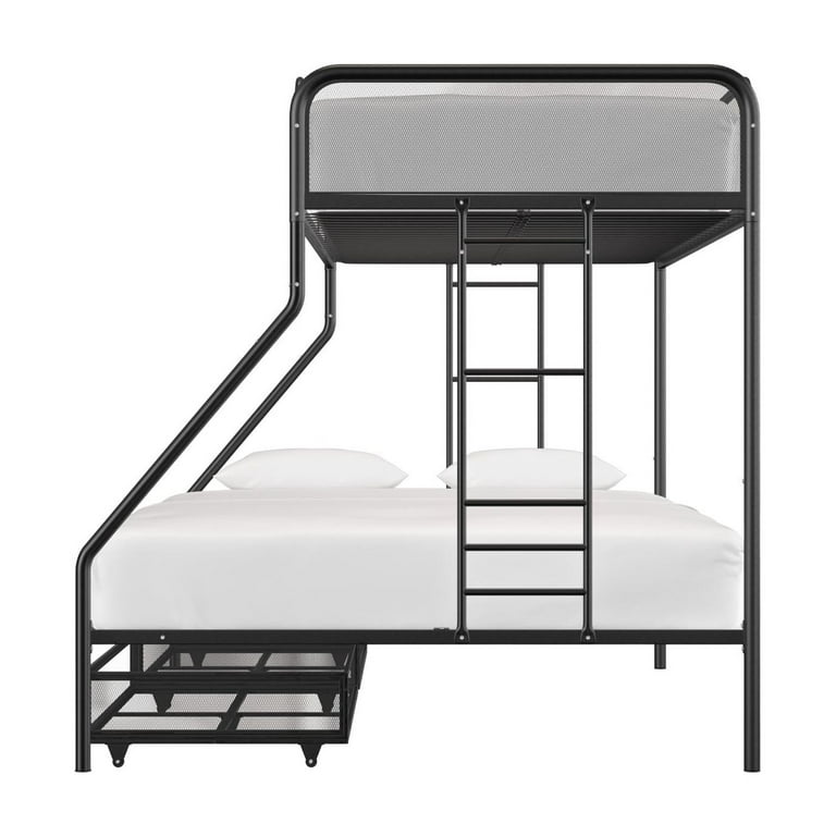 DHP Jaxon Twin/Full Kids Bunk Bed with Ladder, Storage