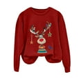 thumbnail image 4 of idosla Christmas Sweatshirts for Women Elk Reindeer Deer Printed Long Sleeve Crewneck Sweater 2025 Winter (Red, S), 4 of 6