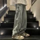 thumbnail image 2 of Pantalones vaqueros Vibe de estilo americano para hombre, pantalón de pierna recta, informal, marca de moda, Hip Hop, estrella, marca europea, 2 of 5