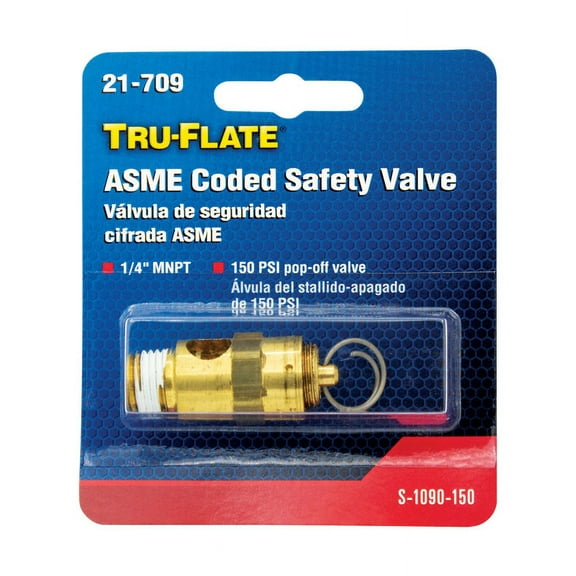 Tru-Flate 21707 125 PSI 0.25 Male NPT Safety Valve