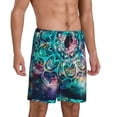 thumbnail image 2 of Bixox Men's Watercolor Mandala printed lightweight casual shorts, soft sleep shorts with pockets., 2 of 7