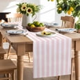thumbnail image 2 of Table Runner 72 Inches Long for Kitchen Dining, Pink Striped Dresser Scarf Farmhouse, Dining Table Decorations for Wedding/Parties, Modern Farmhouse Pink White Stripes 16 x 72 In, 2 of 9