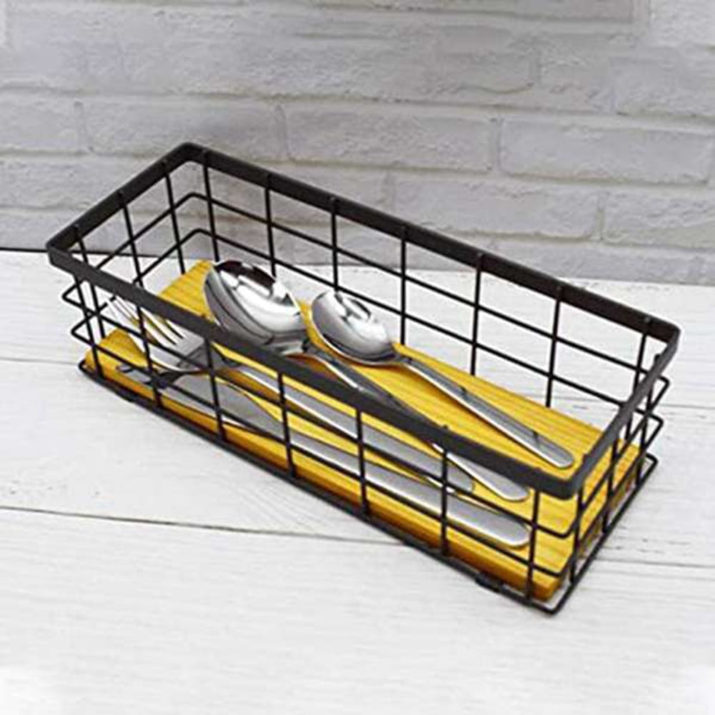 Trjgtas Iron Storage Baskets, Set of 2, Black
