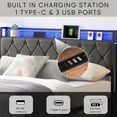 thumbnail image 4 of CASEMIOL King Bed Frame with Storage Headboard, Charging Station, and LED Lights, Noise-Free, No Box Spring Needed, 77.8"W Bedroom Modern Platform Bed Frame Holds 1300 Pounds- Gray, 4 of 8