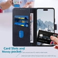 thumbnail image 3 of for iPhone 14 Pro Case Wallet,[RFID Blocking] [Card Holder Slots] [Kickstand] Magnetic Premium Leather Protective Shockproof Flip Cases Folio Cover for iPhone 14 Pro (Blue), 3 of 14