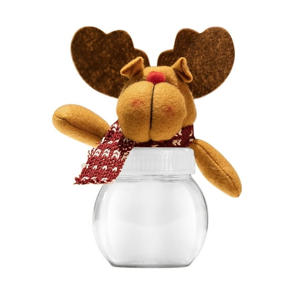 Binwennn Pot à Bonbons de Noël Enfants Père Noël Bonhomme de Neige Ornement Rangement Transparent Fantaisie Pots à Biscuits Couvercle Poupée Bouteille Noël Articles de Fête Contenant Fête pour Enfants 8-12 Sacs-Surprises Événement Robe pour Femmes Fête
