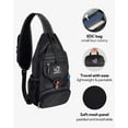 thumbnail image 4 of WATERFLY Unisex Small Packable Hiking Travel Sling Bag Cross-Body Shoulder Chest Bag,Black, 4 of 8