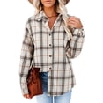 thumbnail image 1 of Blusa a cuadros para mujer, con botones, manga larga, holgada, para otoño e invierno, camisa a cuadros para mujer, blusa para fiesta de trabajo diaria, 1 of 6