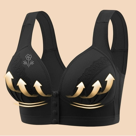 GERsome Women s Front Closure Bras Comfort No Underwire Full Coverage Seamless Bra Convenient Snap Sleep Bra Wireless Bras for Women Plus Size Full Coverage M