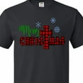 thumbnail image 4 of Inktastic Merry Christmas Buffalo Plaid Cross with Snowflakes T-Shirt, 4 of 5