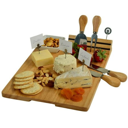 

Windsor Hardwood Cheese Board with 4 Tools Ceramic Bowl & Cheese Markers - Hard Wood