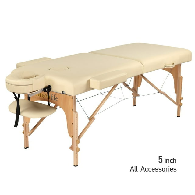 GreenLife® Table de Massage Portable de Luxe en Bois Super Stable à 2 Sections de 5 Pouces - MTW122