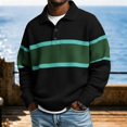 thumbnail image 4 of Atogsazn Men's Striped Button Down Sweatshirt Casual Waffle Collared Long Sleeve Pullover Sweater Fall Winter Tops Green S Fashion, 4 of 7