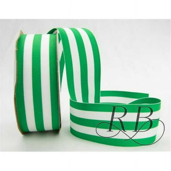 Ribbon Bazaar Grosgrain Mono Stripes 7/8 inch Emerald 20 yards 100% Polyester Ribbon