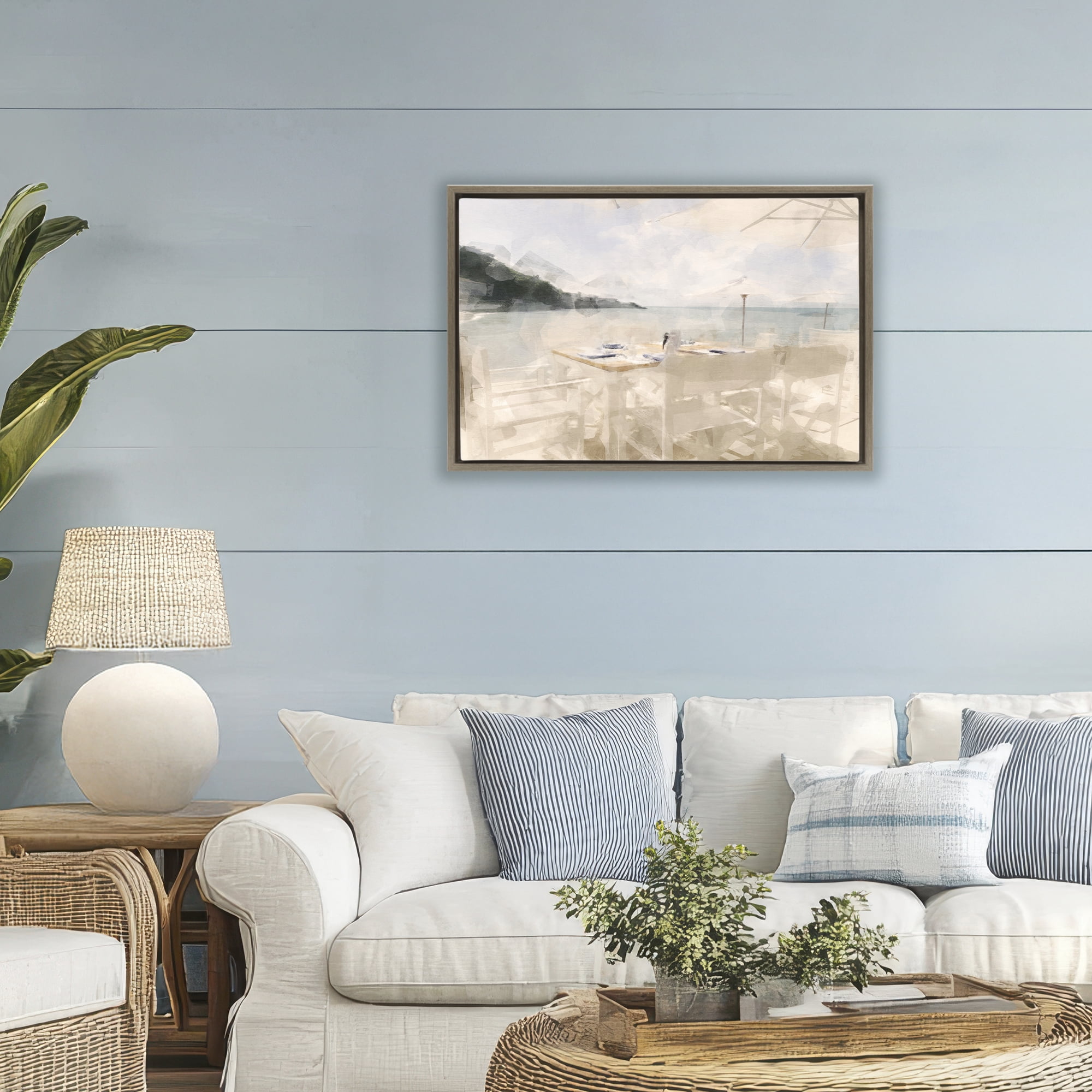 Stupell Industries Table By The Sea Brown Framed Floater Canvas Wall Art, design by Noah Bay