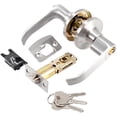 thumbnail image 1 of Ensemble de Poignées de Porte Rondes, Levier de Porte de Confidentialité, Serrure d'Entrée de Poignée de Porte, pour Portes Extérieures et avant, Poignée de Porte à Levier, Serrures pour Entrée de Salle de Bain, Argent, 1 of 5