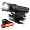 thumbnail image 1 of Juego de luces de bicicleta recargables por USB ultrabrillantes, potentes faros delanteros de bicicleta y luces traseras traseras, 4 modos de luz, fácil de instalar para hombres y mujeres, 1 of 3
