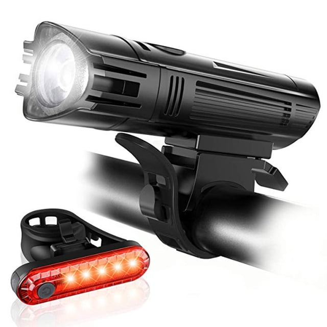 Juego de luces de bicicleta recargables por USB ultrabrillantes, potentes faros delanteros de bicicleta y luces traseras traseras, 4 modos de luz, fácil de instalar para hombres y mujeres