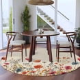 thumbnail image 3 of Round Rugs 8Ft, Pink Orange Teal Spring Floral Round Area Rug Washable Indoor Throw Carpet, Watercolor Botanical Summer Flowers Large Non Slip Circle Rug for Kids Room RV Home Decor Aesthetic, 3 of 8