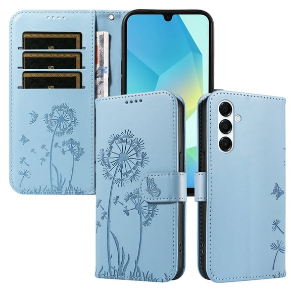 Flip Phone Case for Samsung Galaxy A26, Card Holder and Kickstand, Shockproof and Scratch Resistant, Sky Blue