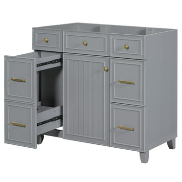 36" Bathroom Vanity without Sink, Modern Undermount Bathroom Sink Cabinet with 2 Cabinets, 2 Drawers, Gray