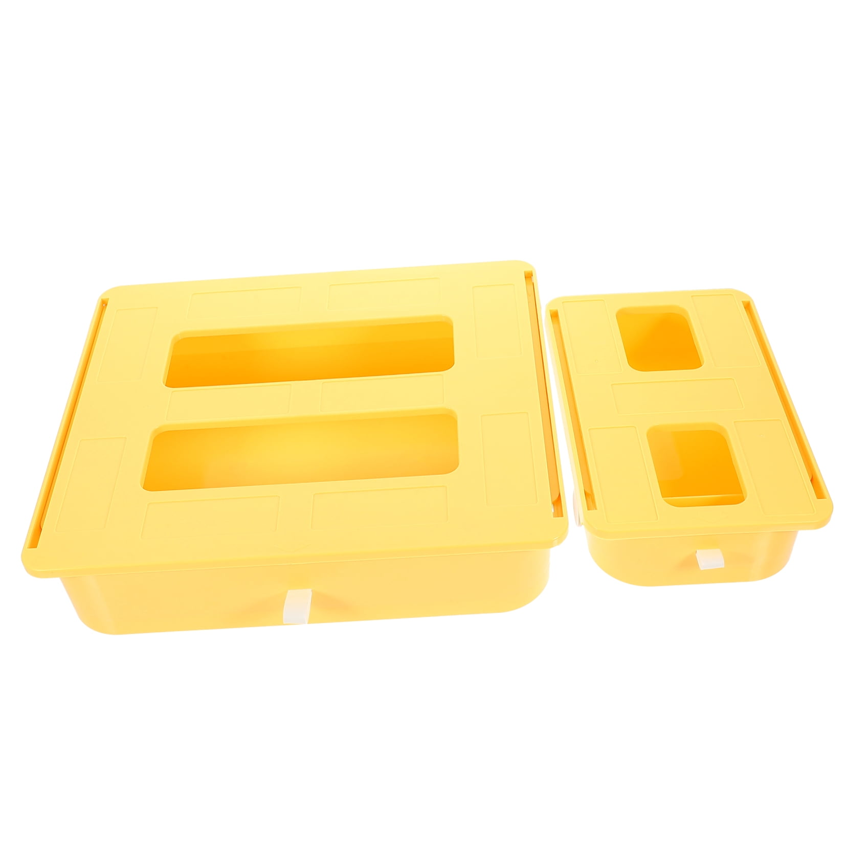 SEWOART 2Pcs Under Desk Hidden Drawer Storage Box in Yellow for Home Use with Easy Installation