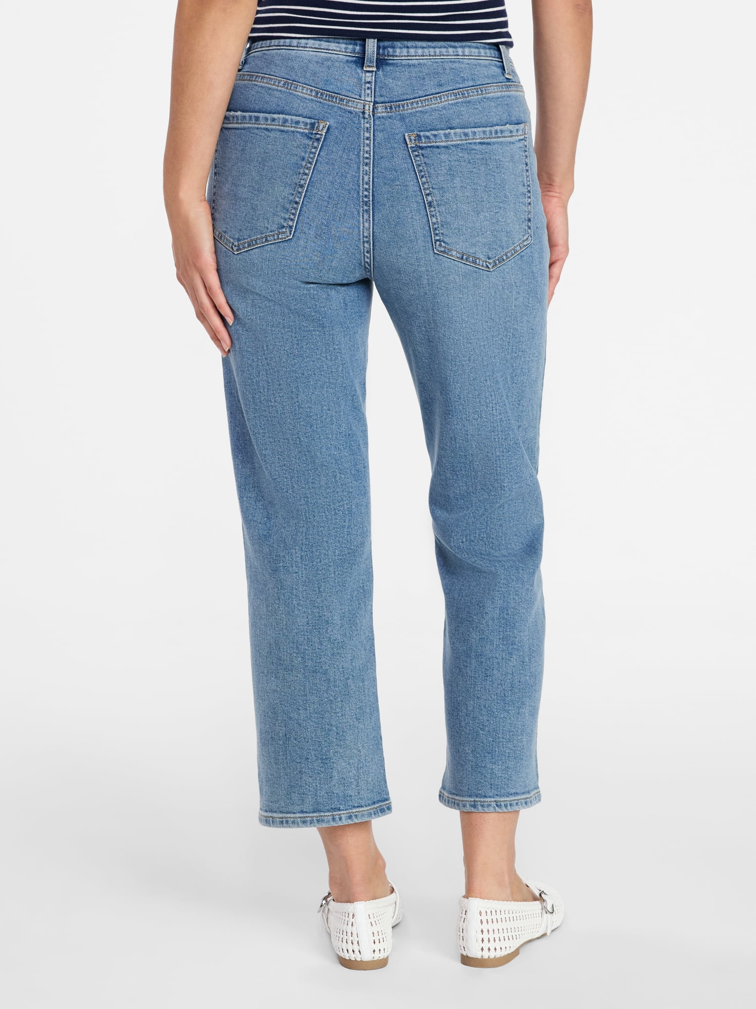 Time and Tru Women's High Rise Button Fly Cropped Jeans, 26.5" Inseam, Sizes 0-22