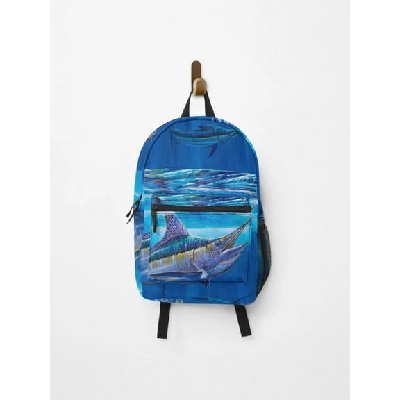 Blue Marlin Bite Backpack, Fishing Fans Backpack, Back To School Backpack