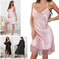 thumbnail image 3 of Gibobby Pijamas mujer calientitas Camisón de mujer Lencería satén Chemise Lencería Sexy camisón completo Slips Sleep Dress Sexy Slips ropa de dormir regalo para mujer(Rosa,G), 3 of 5