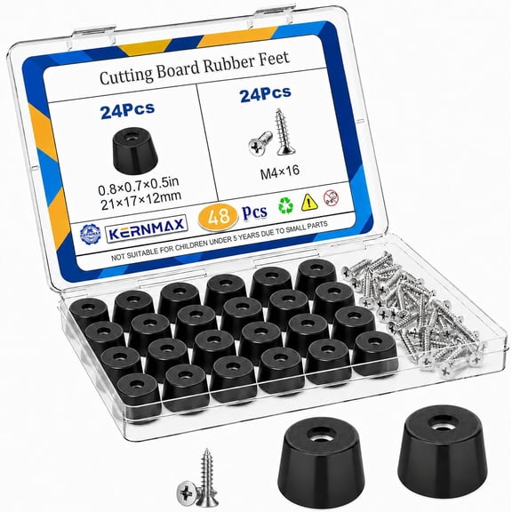 48Pcs Rubber Feet for Cutting Board with 304 Stainless Screws, Cutting Board Feet Non Slip Rubber Bumper Feet for Furniture, DIY, Electronics, Cabinets and Tables