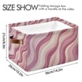 thumbnail image 4 of Yayeee 2 Pack Canvas Storage Basket with Handles for Shelves Fabric Bins Closet Organizer, Pink Brown Pattern, 4 of 8