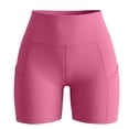 thumbnail image 4 of Zjunqe High Waisted Biker Shorts Women Legging Shorts with Pockets Tummy Control Fitness Athletic Workout Running Yoga Gym Shorts Stretchy Athletic Shorts No Front Seam Biker Shorts Hot Pink S, 4 of 4