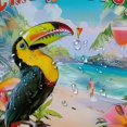 thumbnail image 5 of Orinice Bird Beach Tropical Scene Bathroom Decor Set - Colorful Luxurious Graphic Print Polyester Fabric Shower Curtain Set with Hooks 36x72, 5 of 7