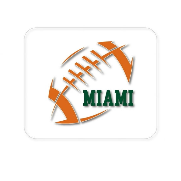 DistinctInk Mouse Pad - 1/4" Foam Rubber - Miami Football - Orange, Green