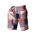 thumbnail image 3 of Men's Shorts Summer Shorts Casual Shorts Pocket Drawstring Elastic Waist Graphic Color Block Geometric Pattern Breathable Soft Short Men's Swimwear Pink M, 3 of 4