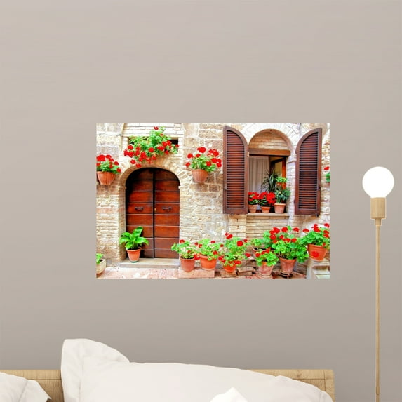 Italian H)ouse Front Wall Mural Decal by Wallmonkeys Vinyl Peel and Stick Graphic (18 in W x 12 in H)