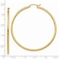 thumbnail image 3 of 14k Diamond-cut 2mm Round Tube Hoop Earrings in 14k Yellow Gold, 3 of 3