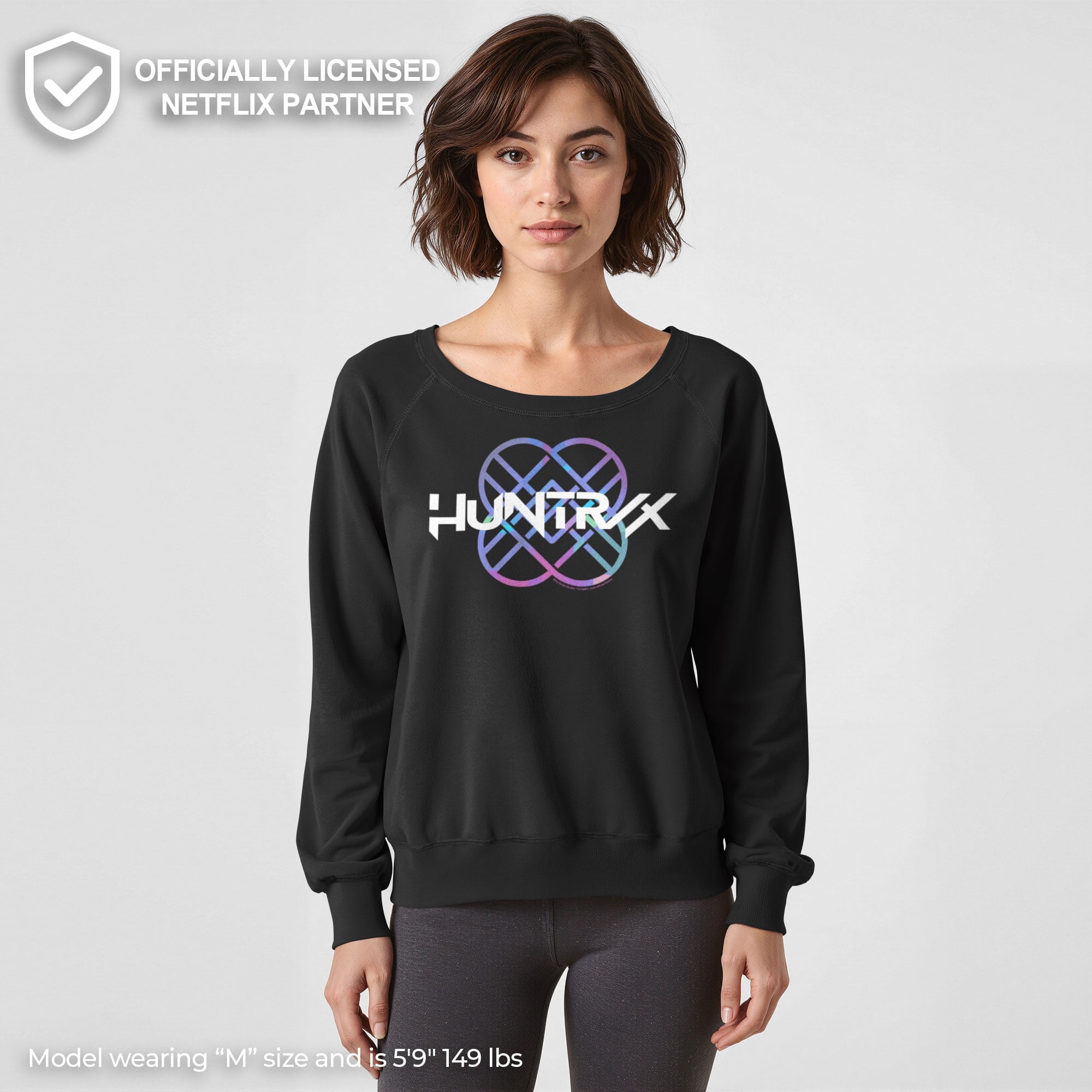Juniors KPop Demon Hunters Huntrix Holographic Logo Sweatshirt